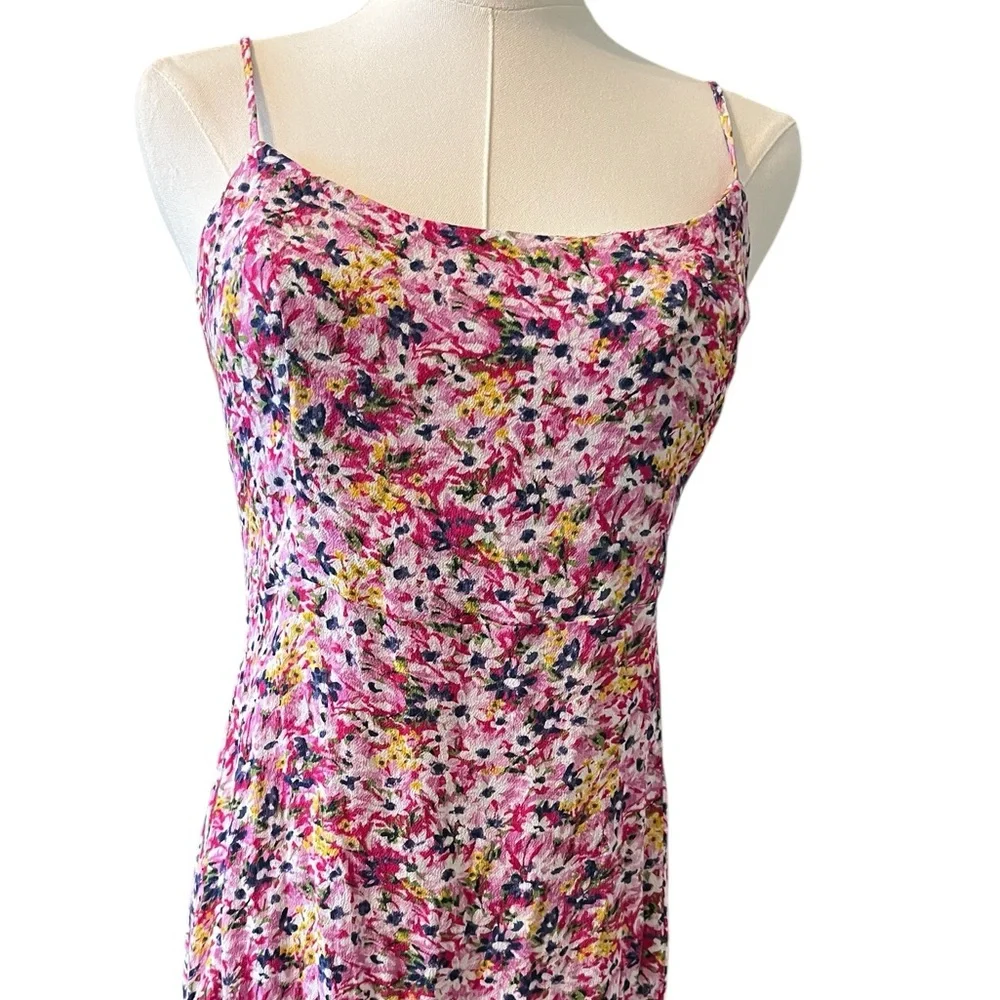 J.Crew Kauai Tie-Shoulder Midi Dress – Size 8 Pink Floral Print‎